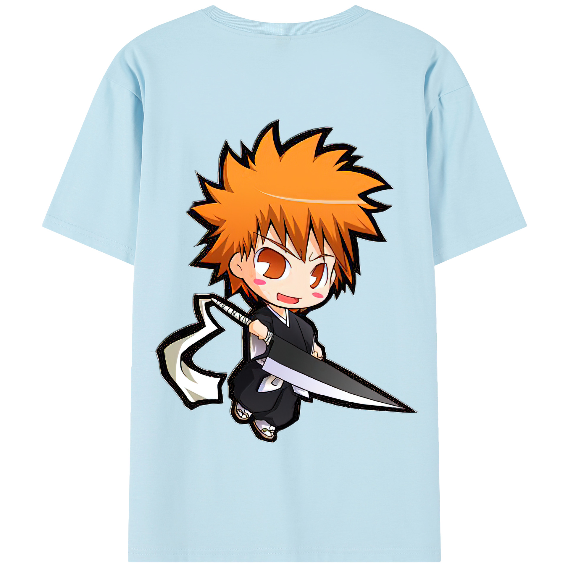 （画像用） ブリーチ 黒崎一護（くろさき いちご）BLEACH Kurosaki Ichigo 綿100％半袖Tシャツ（背面プリント）